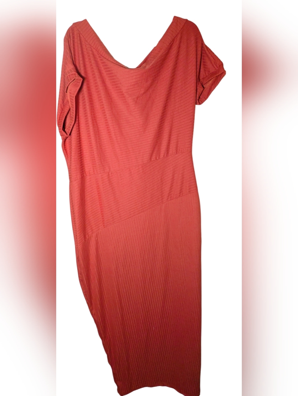 The Curve Elegant Rust Color Asymmetrical Bodycon Maxi Dress 3X NWOT